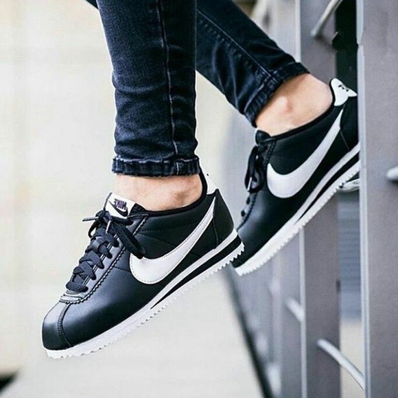Nike Black and White Classic Cortez Sneakers - Picture 3 of 9